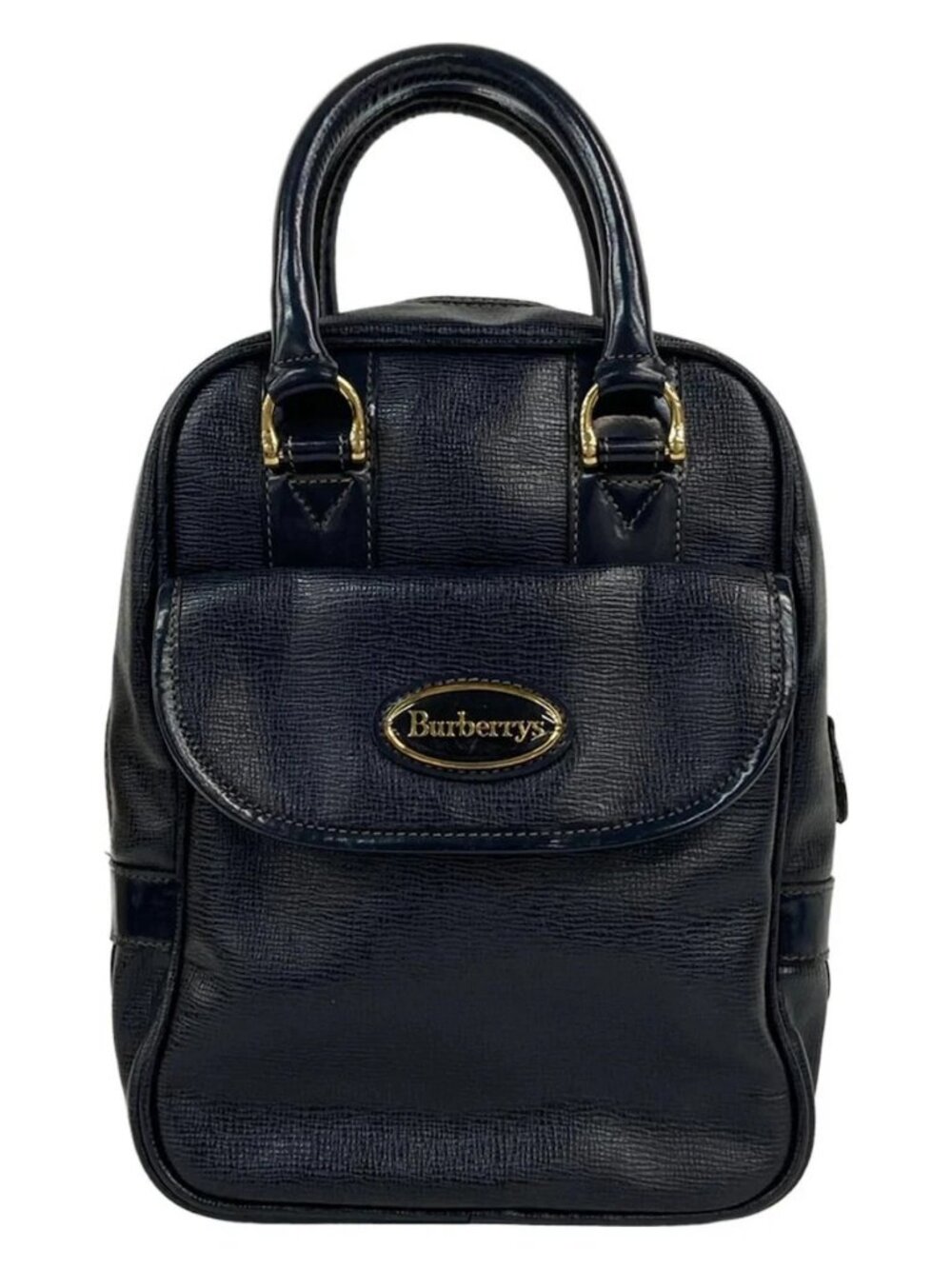 Burberry's - Dark Navy Patent Leather Handbag - Picture 1 of 14